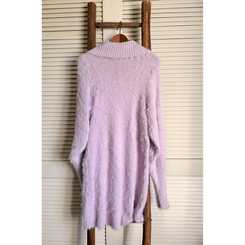 Free People Lavender Fuzzy Turtleneck Sweater Dress Long Sleeve Cozy Knit Mini - Picture 2 of 3